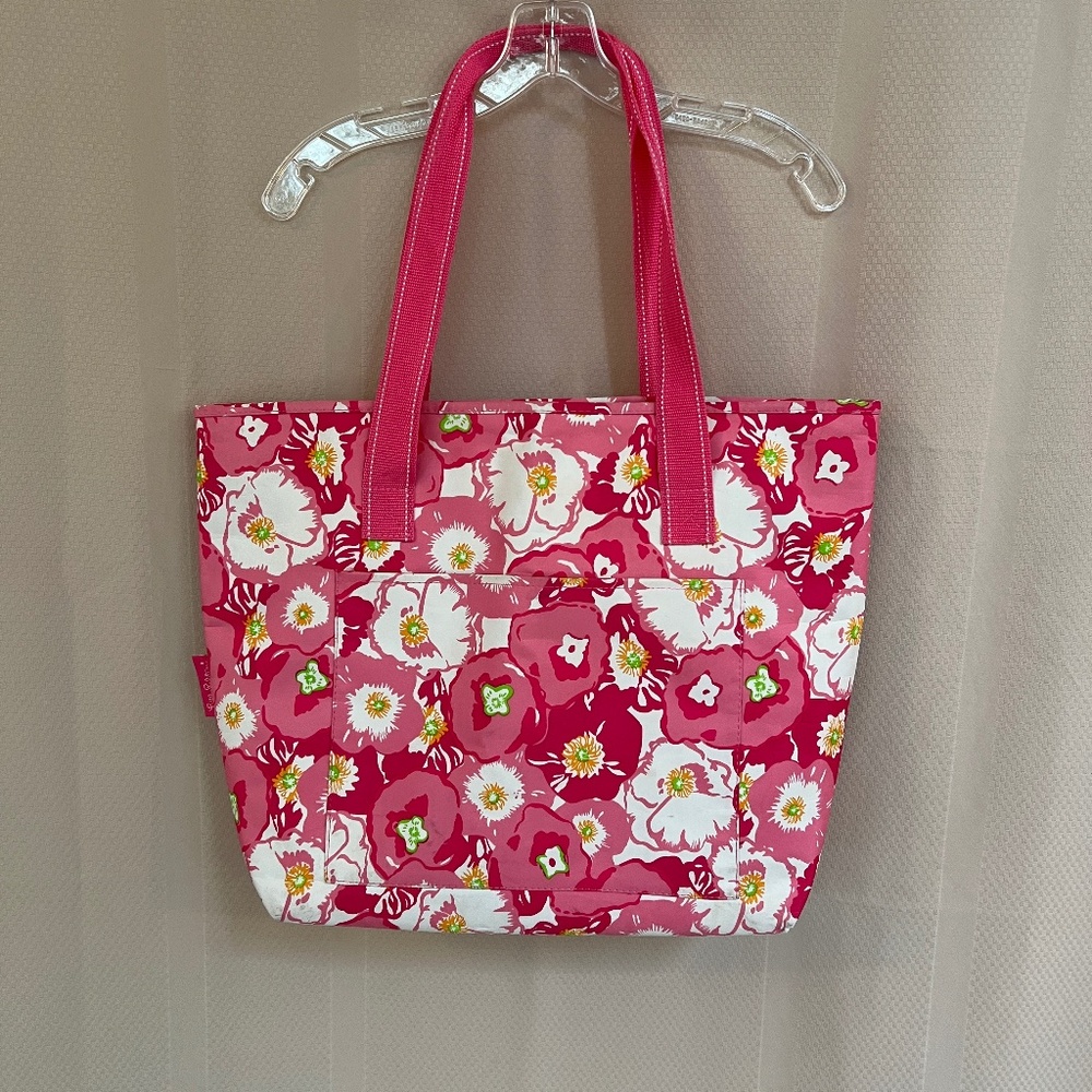 Lilly Pulitzer Beach Tote Bag Insulated Cooler Pink & White